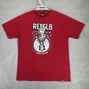 REBEL8 Y2K Streetwear Mens L Red Mercy For None Logo Skater Shirt Surfer‎
